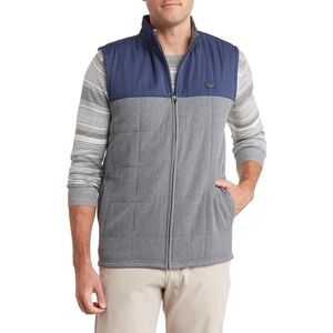 Travis Mathew Northern Colorblock Golf Vest Men's XL Grey Navy Quilted 1MX187